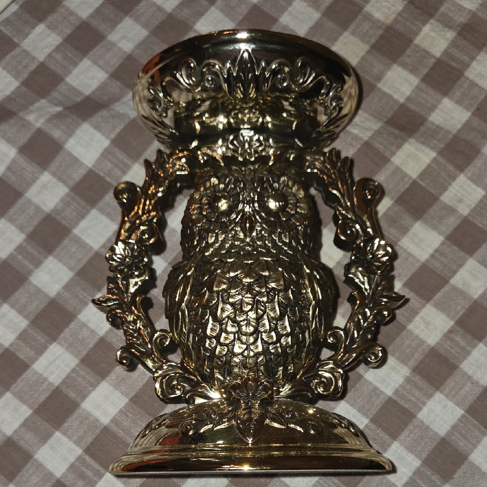 Bath & Body Works Gold Owl Candle Holder